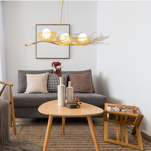 Lustre de restaurant nordique à trois têtes, luxe léger, même style que Douyins Small Birds Nest, salon et chambre à coucher - Product Image 2
