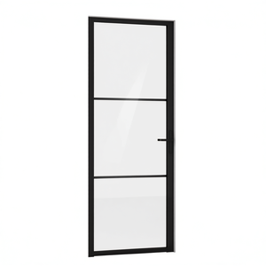 Porte intérieure en aluminium avec verre ESG noir, 29,9x79,3 pouces, modèle D0100H5XZR8, design minimaliste, isolation acoustique - Product Image 1