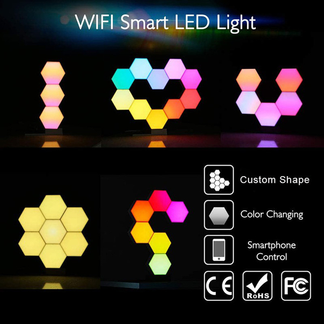 RGB Touch Sensor Led Hexagonal Light Honeycomb Wall Lamp Quantum Night Lights