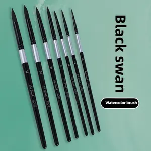 Juego <span class=keywords><strong>de</strong></span> 7 Pinceles <span class=keywords><strong>de</strong></span> Cisne Negro Premium para <span class=keywords><strong>Dibujo</strong></span>, Técnicas <span class=keywords><strong>de</strong></span> Acuarela y Bellas Artes - Pinceles <span class=keywords><strong>de</strong></span> Nailon Artísticos Profesionales - Product Image 4