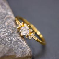 Nugget in argento 925 minimalista NATUNA fede nuziale promessa in oro Moissanite