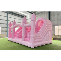 Maison de rebond rose pastel en PVC de qualité commerciale piscine de château plein d'entrain à double toboggan
