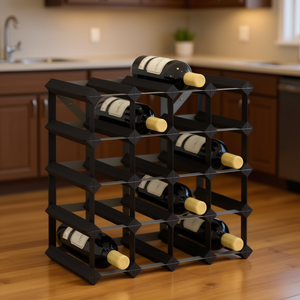 Portabottiglie in legno massello di pino nero per 20 bottiglie, arredamento per la casa - Product Image 2