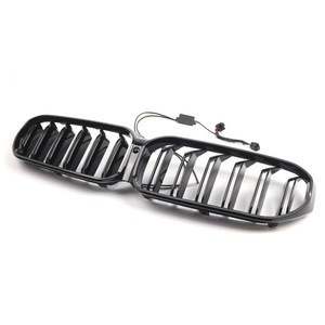 Modificación de Parrilla para BMW Serie 5 G30 G31, ABS con Iluminación LED, Doble Línea, Negro Brillante, para 2021 2022 - Product Image 3