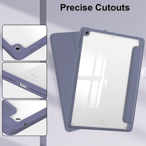 Vente flash - Étui pour tablette en PU acrylique avec dos transparent compatible avec iPad 9e/8e/7e génération (2021/2020/2019) - 10,2 pouces - Product Image 4