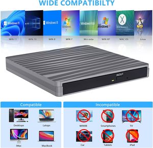 Bên Ngoài DVD Ổ Đĩa USB 3.0 CD Burner CD/DVD +/-Rw Ổ Đĩa Quang Cho Máy Tính Xách Tay Máy Tính Để Bàn Windows 11/10/8/7 Macbook <span class=keywords><strong>Mac</strong></span> Linux OS - Product Image 2