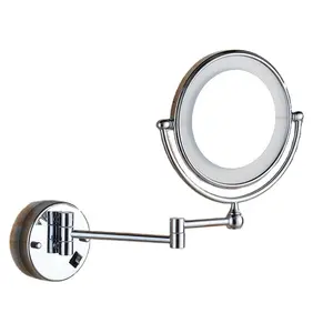 Hot Selling Wall Mounted Frameless Round Minimalist Bathroom Lighted Mirror 360 Degree Rotation Wall Mirror