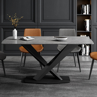 Ensemble de table et de chaises de salle à manger en pierre frittée en acier au carbone moderne de luxe, 4 places extensibles, 6 places, pieds en métal, meubles de maison, hôtel