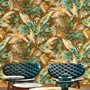 Powmesize:5.5x8.5cmnatureclot 배지 장식 배경 벽 Pa 벽 종이 열대 녹색 잎 벽지 PVC 여름 현대