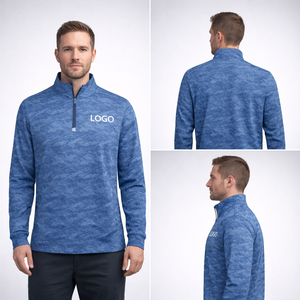 Sweat-shirts de sport pour homme, coupe ajustée, imprimé camouflage personnalisé, séchage rapide, respirant, léger, confortable, avec fermeture éclair 1/4. - Product Image 2