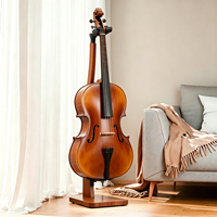 Factory Price Custom Sapele Wood Cello Stand T Shape Auto Lock Tall Cello Floor Holder Rack with Bow Holder Display Stand