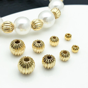 Entretoises de perles citrouille or et argent 8 mm, accessoires de bijoux DIY, forme ronde pour projets créatifs - Product Image 3