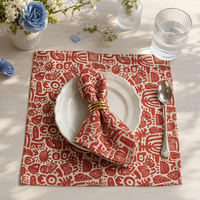 Serviettes de table carrées en coton et lin, style bohème, imprimées de motifs floraux, 40x40cm, personnalisables pour mariage, fête, hôtel, restaurant