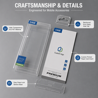 Boîte d'emballage en PET haute transparence avec logo personnalisé, languette Euro Hole et insert cartonné imprimé, pour étui de téléphone transparent iPhone 18