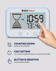 Kỹ thuật số IP67 đếm ngược nhà bếp hẹn giờ trực quan đồng hồ cát nhựa Temp-Độ ẩm hiển thị cho trẻ em phòng tập thể dục làm việc pin hoạt động - Product Image 2