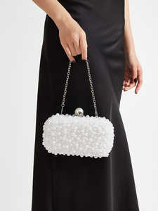 Metallic Woven Clutch Bag Niche Knot Lock Evening Bag Hard Shell Women Formal Dress <b>Hand</b> Purse - Product Image 1