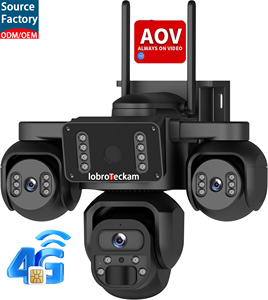 Caméra réseau solaire 4G PT à zoom <span class=keywords><strong>hybride</strong></span> 15MP, triple objectif, triple vue, détection de mouvement, triple écran, pour extérieur - Product Image 1