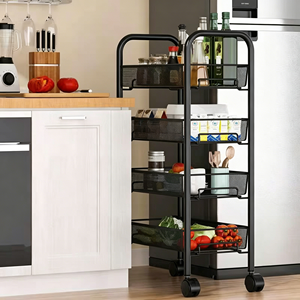 4-Tier Rolling Mesh Utility Cart With Side Hooks Metal Storage Rack Kitchen Pantry Office Bathroom Organization Durable Stand - Product Image 2
