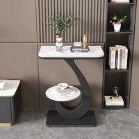 Table console moderne de salon en métal convertible de luxe léger avec plateau en marbre