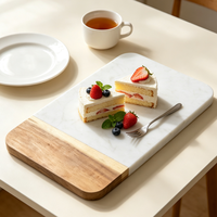 Planche à découper de cuisine rectangulaire personnalisée en marbre et en bois durable