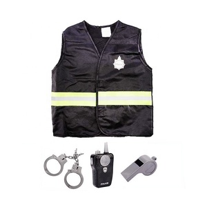 Uniforme de jeu de rôle pour enfants, gilet, <span class=keywords><strong>veste</strong></span> de Police, ensemble jouet avec menottes, sifflet, 1 pièce - Product Image 1