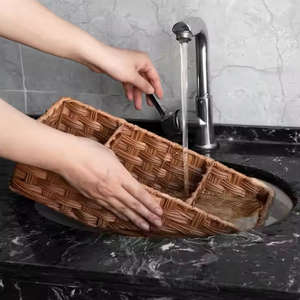 Lưu trữ Organizer giỏ dệt wicker đồ lặt vặt nhỏ tay phòng tắm hình chữ nhật tổ chức Thùng - Product Image 6