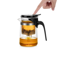 Théière et tasse à thé en verre à haute teneur en borosilicate résistant à la chaleur simple classique 500ml théière et tasse pressées par filtre transparent