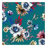 Tela de poliéster para mujer, 3D estampado de flores, azul, a la moda, para boda