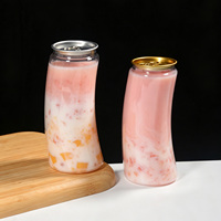 Transparante PET-fles 500ml met aluminium easy-open deksel, blaasgegoten voor mango, pomelo, sago, kokosmelk, bubble tea, afhaal.