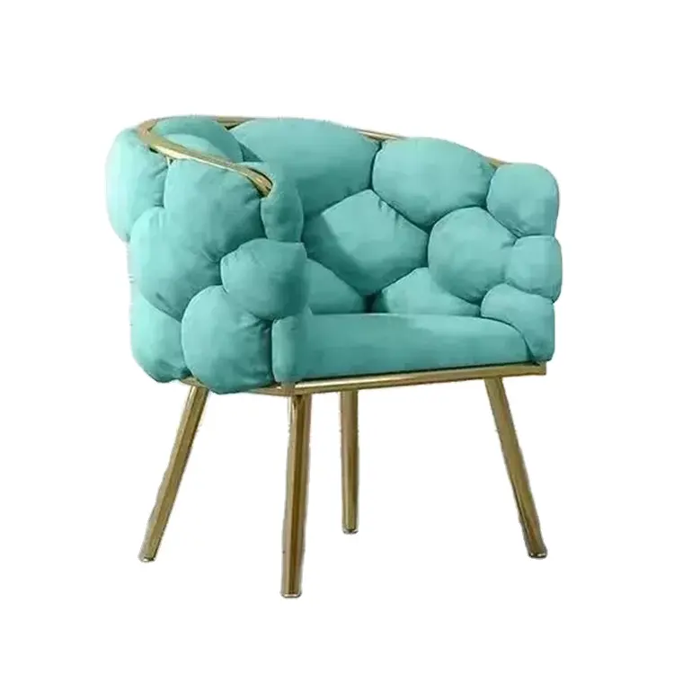 Home Furniture upholstery modern pink blue tufted velvet dinning chair metal leg velvet fabric chairs velvet dining chairs