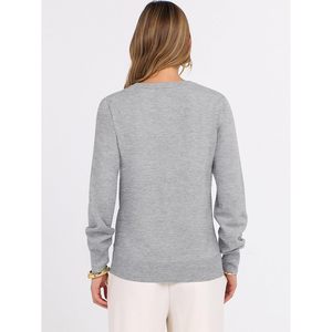 Pull à manches longues et col en V pour femme, doux, coupe ample, décontracté, basique, pour l'automne - Product Image 4