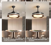 Ventilateur de plafond LED de luxe de 42 pouces avec éclairage et lampes rondes, moteur DC avec lumière