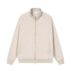 Veste zippée surdimensionnée de style streetwear pour homme, en coton French Terry, à col montant, motif uni, avec logo personnalisé - Product Image 2