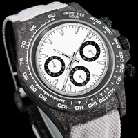 Reloj de Fibra de Carbono con Cristal de Zafiro de 39 mm, Movimiento Seiko Vk63, Logotipo Personalizado, Logotipo Estéril, Cronógrafo de Velocidad, Fecha, Cuarzo, Tona