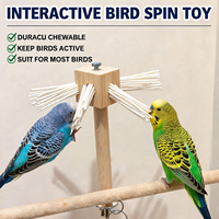 Jouet pour oiseaux en forme de moulin à vent rotatif avec bâtonnets en bois de couleur naturelle, accessoire suspendu pour cage pour grand perroquet