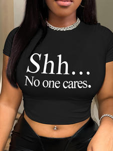 Camiseta de corte para mujer Y2k Rosa Bratz, Camiseta con estampado de letras, cuello redondo, ropa ajustada de manga corta, top de moda para mujer - Product Image 4