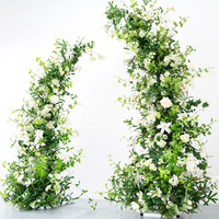 Ensemble de piliers floraux artificiels vert et blanc, colonnes de fleurs autoportantes pour la décoration de cérémonies de mariage, de scènes événementielles et d'entrées