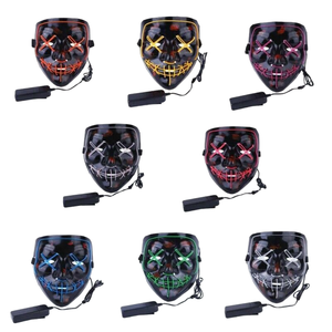 Masque d'Halloween LED pour Ghost Face, masque lumineux effrayant, costume Purge, masque en soie néon pour fête de carnaval, masque effrayant en PVC avec fil EL - Product Image 6
