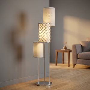 Lampe de sol LED moderne avec abat-jour en verre blanc en forme de cloche, base en métal ondulé, base E26, installation facile pour usage résidentiel - Product Image 5