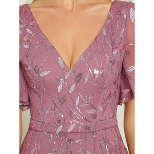 المرأة جميلة الكشكشة الأكمام الترتر التطريز فستان أم أسلوب العروس مساء - Product Image 5