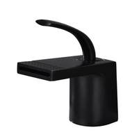 Robinet de lavabo et de toilettes monocommande monotrou à poser, en laiton noir durable
