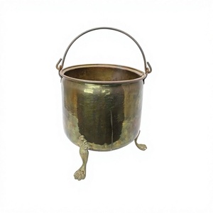 Seau à charbon couleur or en laiton de qualité supérieure pour outils et accessoires de cheminée panier à charbon avec poignée - Product Image 1
