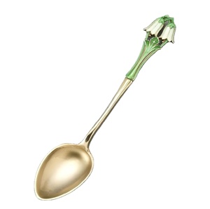 Luxury Finish Golden Brass Spoon with Floral Pattern Handle for High End Tableware Collection for Home Party Gift Tableware - Product Image 2