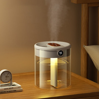 Humidificateur d'air à double buse 2L avec écran LCD d'affichage de l'humidité, grande capacité, diffuseur d'huiles essentielles aromatiques