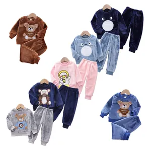 Green Horizon Kids Winter Bequeme Verdickung Pullover und Hosen Pjs Sets Cartoon Muster Kids Boy Kleidung 2PCS Pyjama Set