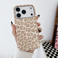 Étui de téléphone portable en cuir PU à imprimé léopard tendance pour iPhone 17 Air 16 15 14 13 Pro Max, coque antichoc avec dos givré