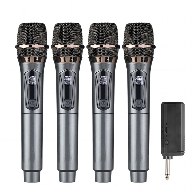 2.4G High Quality Dynamic Singing Mic 4 Channel Karaoke Wireless Microphone System for Performance Stage Ktv Church Speech
