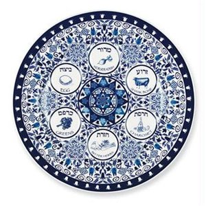 Für Pessach Food Keramik blau und weiß Pessach Seder Plate