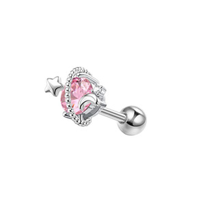 Stainless Steel Zircon Stud <b>Earrings</b> with Butterfly, Moon, and Heart Designs |Barbell <b>Piercing</b> Jewelry for Ear, Cartilage - Product Image 6