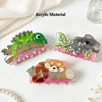 Ensemble de pinces à cheveux créatives 3D esthétiques Kawaii en forme d'animaux, grandes pinces professionnelles en acrylique pour accessoires féminins